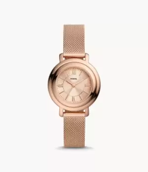 Fossil Women Jacqueline Reversible Three-Hand Rose Gold-Tone Stainless Steel Mesh Watch