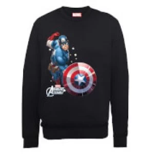 Marvel Avengers Assemble Captain America Comic Burst Sweatshirt - Black - M