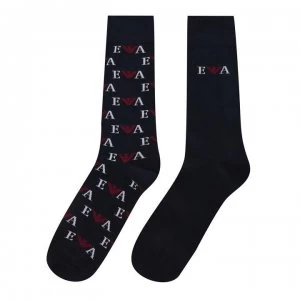 Emporio Armani 2 Pack Printed Socks Navy