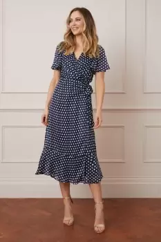 Glitter Stripe Spot Wrap Midi Dress