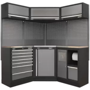 Sealey Superline Pro MSS Stainless Steel Worktop Corner Storage Combo 1570mm 1570mm 2000mm