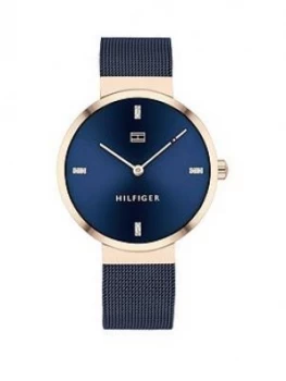 Tommy Hilfiger Liberty Navy Stainless Steel Mesh Navy Sunray Dial Ladies Watch