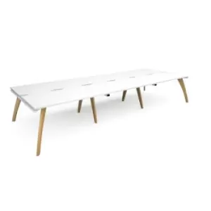 Bench Desk 6 Person Rectangular Desks 4200mm White Tops With White Frames 1600mm Depth Fuze