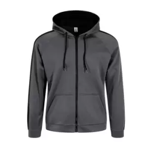 AWDis Just Hoods Mens Contrast Sports Polyester Full Zip Hoodie (XXL) (Steel Grey/Jet Black)