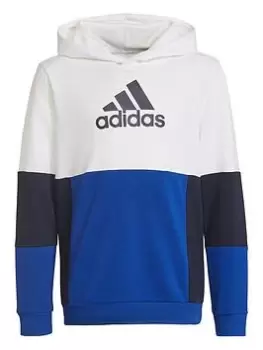 adidas Essentials Junior Kids Colorblock Overhead Hoodie - White, Size 11-12 Years, Women