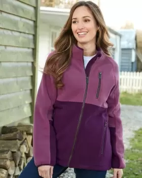 Cotton Traders Rambler Panelled Fleece Jacket in Purple