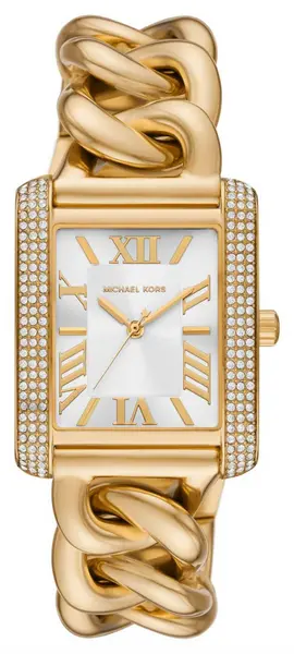 Michael Kors MK7300 Emery Silver Rectangular Dial Gold Watch