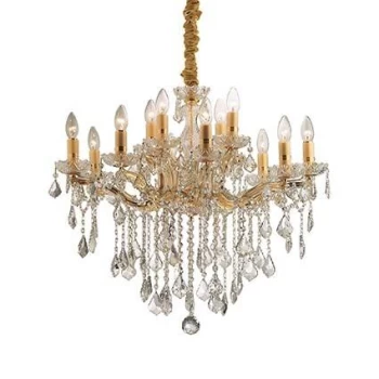 Florian 12 Light Crystal Chandelier Gold Finish, E14