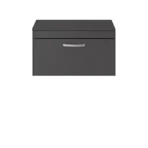 Nuie Athena 800 Wall Hung Single Drawer Vanity & Worktop - Gloss Grey