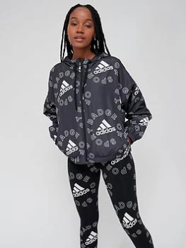 Adidas Brand Love Printed Windbreaker - Black