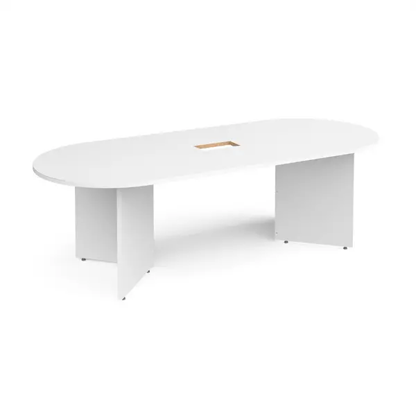 Arrowhead D - End Office Boardroom Table with Power Module Cut Out - White