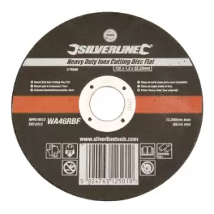 Silverline Heavy Duty Inox Cutting Disc Flat 125 x 1.2 x 22.23mm 276598