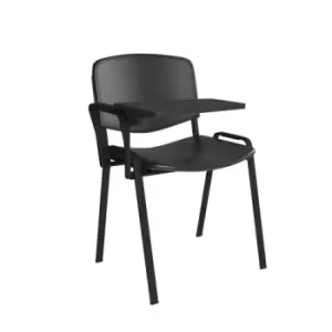 Taurus plastic meeting room chair with writing tablet - Black with Black frame