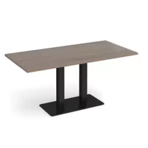 Eros rectangular dining table with flat Black rectangular base and twin uprights 1600mm x 800mm - barcelona walnut