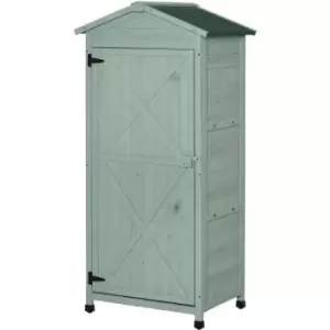 Outsunny - 74x55x155cm Garden Storage Shed Cabinet 2 Shelves Hooks Lock Green