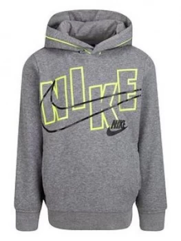 Nike Younger Boys Logo Graphic Pullover Hoodie - Grey, Size 5-6 Years