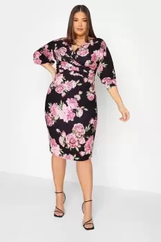 Floral Drop Shoulder Wrap Dress