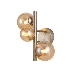 Luminosa Marshall Wall Lamp, 3 Light G9, Satin Nickel, Amber Plated Glass