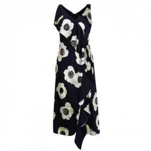 Hugo Boss Floral Printed Sleeveless Dress Navy Size L Women