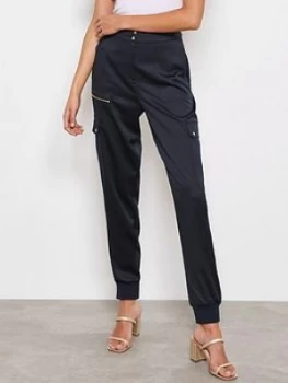 Mint Velvet Satin Utility Joggers - Navy