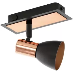 Barnham - 1 Light Wall Spotlight Matt Black, Copper, GU10 - Eglo