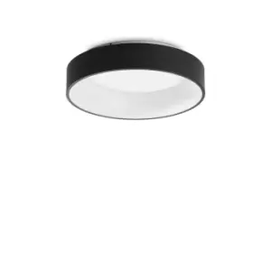 ZIGGY Round 45cm Integrated LED Semi Flush Light Black, 3000K, Non-Dim