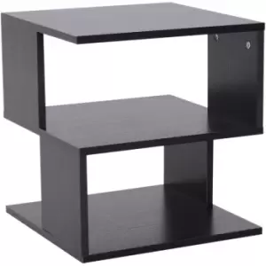 Modern Square 2 Tier Wood Coffee Side Table Storage Shelf Living Room Black - Homcom