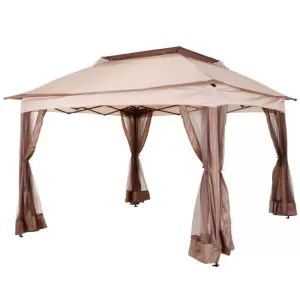 Outsunny Gazebo, 325Lx325Wx295H cm-Khaki/Brown