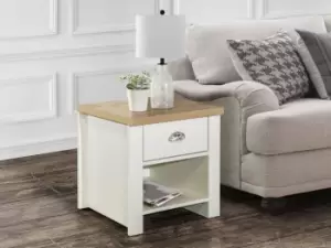 Birlea Highgate Cream and Oak Effect 1 Drawer Lamp Table Flat Packed