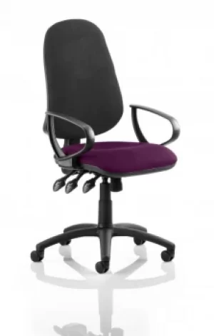 Eclipse XL Lever Task Operator Chair Black Back Bespoke Seat With Loop Arms In Purple