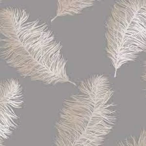 Holden Decor Fawning Feather Grey Rose Gold Wallpaper