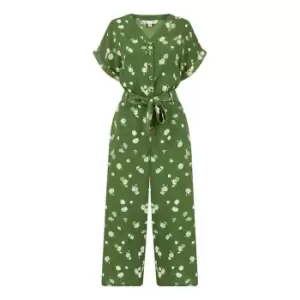 Yumi Green Daisy Ladybird Print Jumpsuit - Green