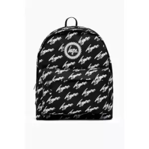 Hype Repeat Logo Backpack (One Size) (Black/White) - Black/White