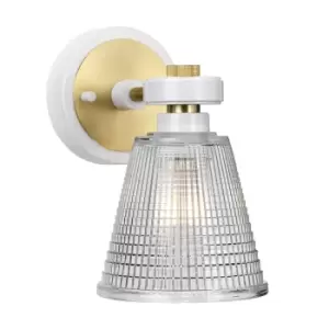 IP44 Wall Light Patterned Glass Downlight White Aged Brass LED G9 3.5W