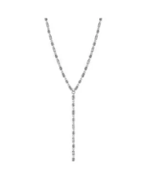 Lipsy Lipsy Silver Crystal Fine Baguette Stone Y-Drop Necklace, Silver, Women