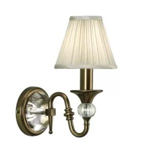 Polina 1 Light Indoor Candle Wall Light Antique Brass with Beige Shade, E14