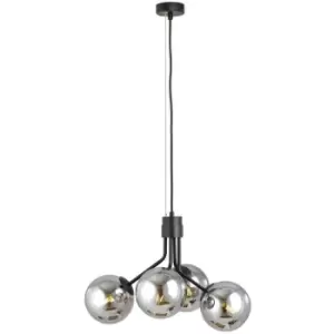 Emibig Nova Black Globe Pendant Ceiling Light with Graphite Glass Shades, 4x E14