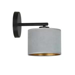 Emibig Hilde Black Wall Lamp with Shade with Gray Fabric Shades, 1x E27