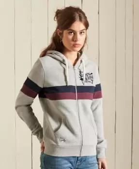 Superdry Womens Collegiate Colour Block Zip Hoodie Grey / Grey Marl - Size: 8