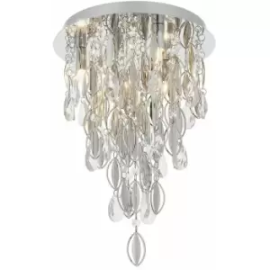 PREMIUM Crystal Flush Ceiling Light Chrome & Glass 3 Lamp Chandelier Fitting