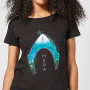 Aquaman Mera Logo Womens T-Shirt - Black - 4XL