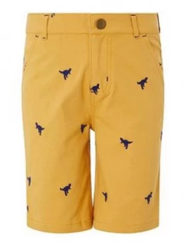 Monsoon Boys Evan Embroidered Short - Mustard, Mustard, Size 18-24 Months