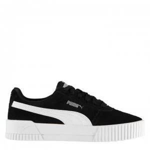 Puma Carina Suede Junior Girls Trainers - Black/White