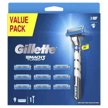 Gillette Mach3 Turbo Mens Razor Blades 10 Count