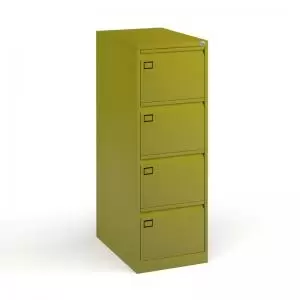 Steel 4 drawer executive filing cabinet 1321mm high - green