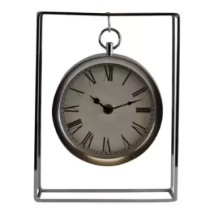 Silver Metal Freestanding Hanging Clock In Frame 25cm