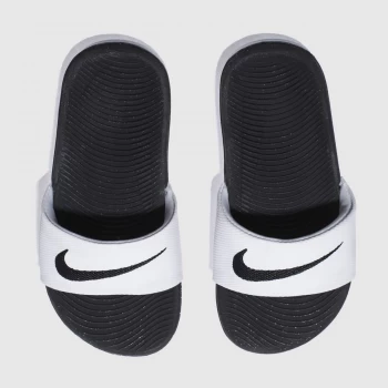 Nike White & Black Kawa SLIDERS Junior