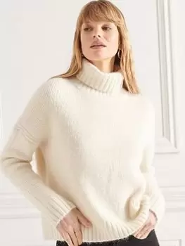 Superdry Studios Roll Neck Jumper - Winter White, Size 10, Women