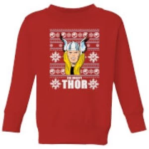 Marvel Thor Face Kids Christmas Sweatshirt - Red - 7-8 Years