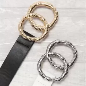 I Saw It First Two Pack Hammered Double Circle Belt - Black